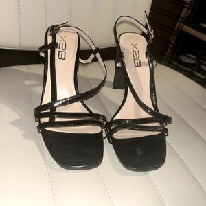 Black open toe heels